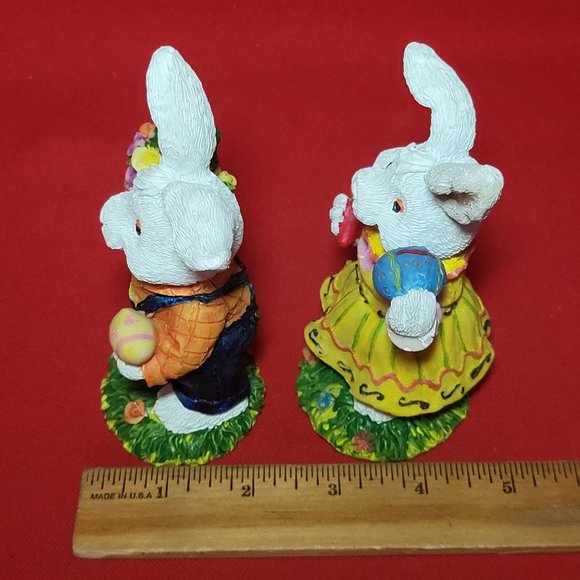 VTG Ks Collection Spring Easter Bunny Rabbit Figurine Home Decor Set of 2 - Picture 8 of 13